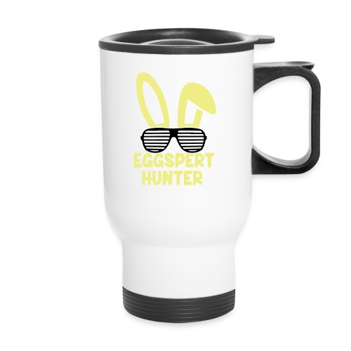 Eggspert Hunter Easter Bunny with Sunglasses - Travel Mug with Handle