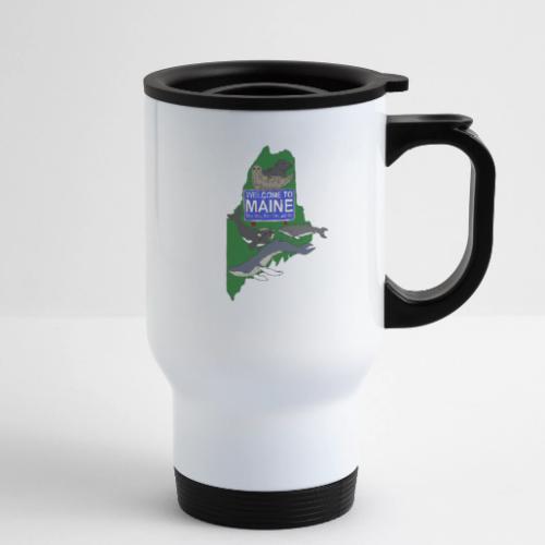 Welcome to Maine Color - 14 oz Travel Mug with Handle
