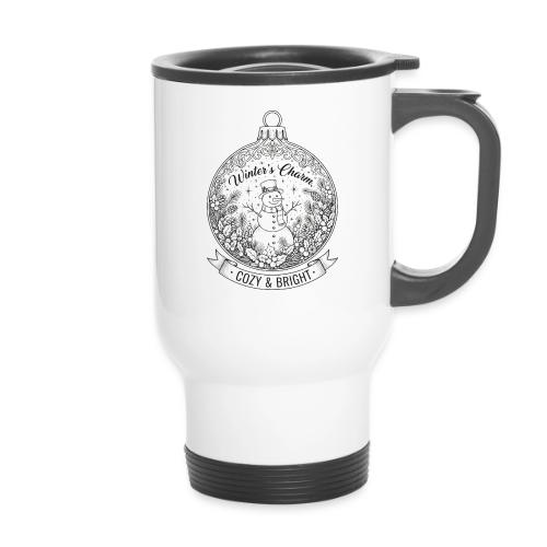 Festive Snowman T-Shirt - 14 oz Travel Mug with Handle