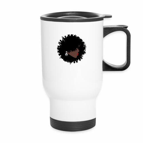 Natural Black Woman - 14 oz Travel Mug with Handle