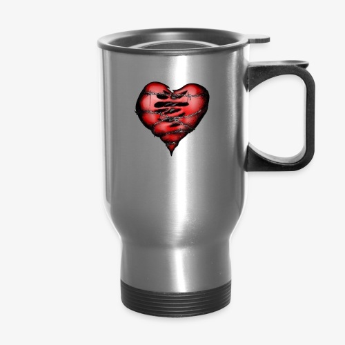 Chains Heart Ceramic Mug - 14 oz Travel Mug with Handle