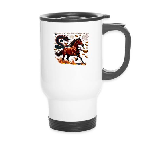 Year of the Horse Victory T Shirt, Lunar New Year - 14 oz Travel Mug with Handle