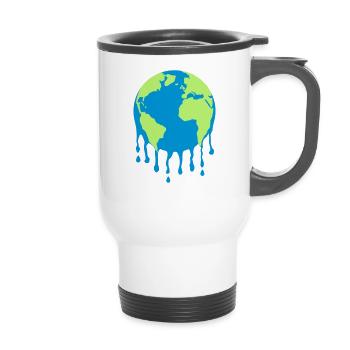 Melting Earth - 14 oz Travel Mug with Handle - white - Front