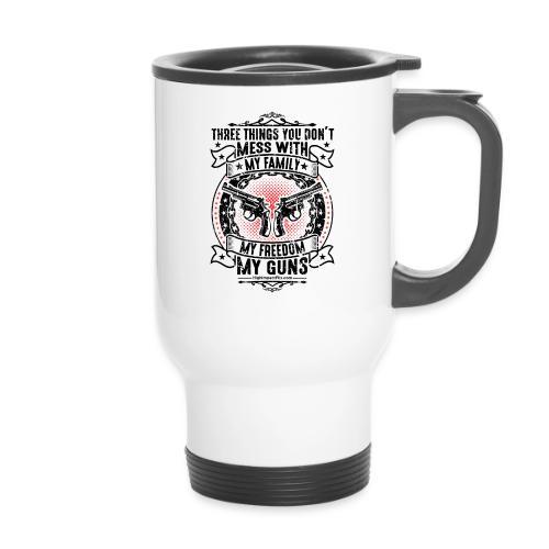 Three Things You Don't Mess With BLACK - 14 oz Travel Mug with Handle