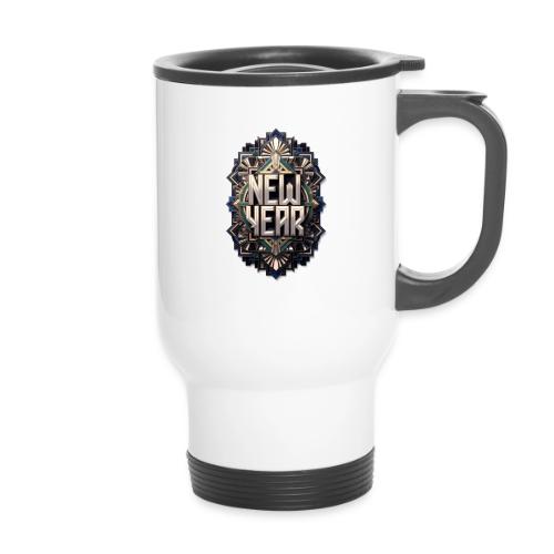 Evergreen New Year T-Shirt - 14 oz Travel Mug with Handle