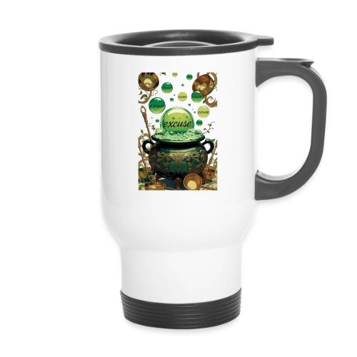 Emerald Excuses Cauldron Graphic Tee - 14 oz Travel Mug with Handle
