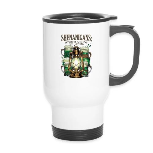 Worth a Shot Lantern Toast Graphic Tee - 14 oz Travel Mug with Handle