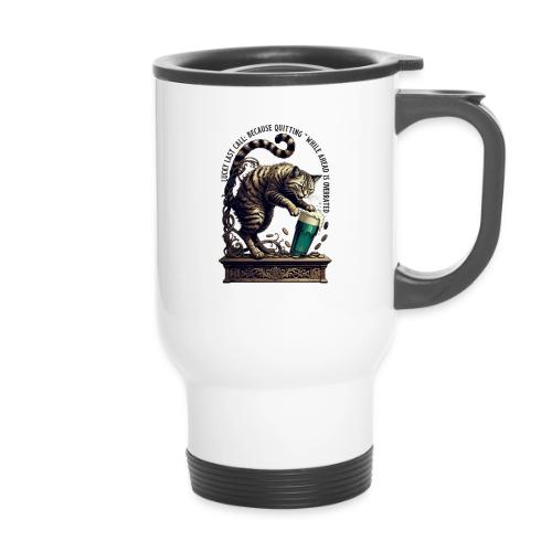 Lucky Last Call Cat Graphic Tee - 14 oz Travel Mug with Handle