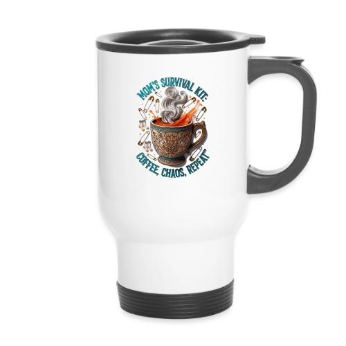 Mom's Survival Kit Tee | Coffee Chaos - 14 oz Travel Mug with Handle