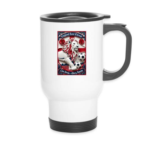 England Lion Soccer T Shirt, Football Pride Gift - 14 oz Travel Mug with Handle
