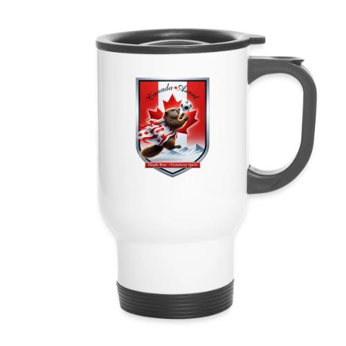 Canada Beaver Ascent T-Shirt, Canadian Pride Gift - 14 oz Travel Mug with Handle