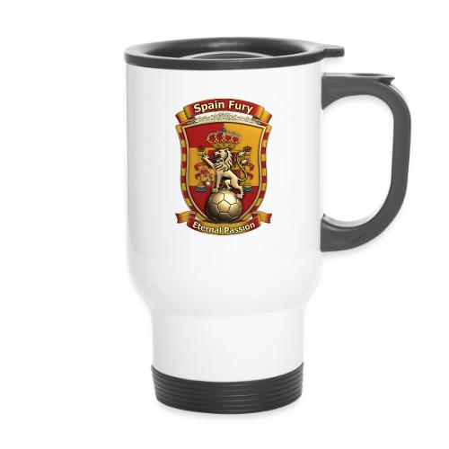 Spain Lion Fury T-Shirt, Spanish Crest Gift - 14 oz Travel Mug with Handle