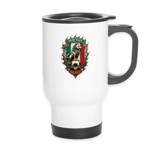Italy Wolf Fury T-Shirt, Italian Flag Pride Gift - 14 oz Travel Mug with Handle