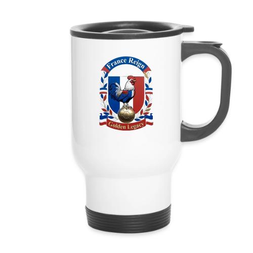 France Rooster Reign T-Shirt, Tricolore Pride Gift - 14 oz Travel Mug with Handle