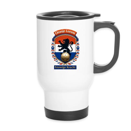 Netherlands Lion Premium T-Shirt, Dutch Flag Gift - 14 oz Travel Mug with Handle