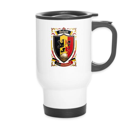Belgium Lion Crest T-Shirt, Belgian Flag Gift - 14 oz Travel Mug with Handle