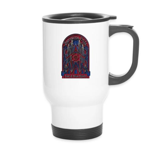 Barcelona Scarlet Pride T Shirt, Vibrant City Gift - 14 oz Travel Mug with Handle