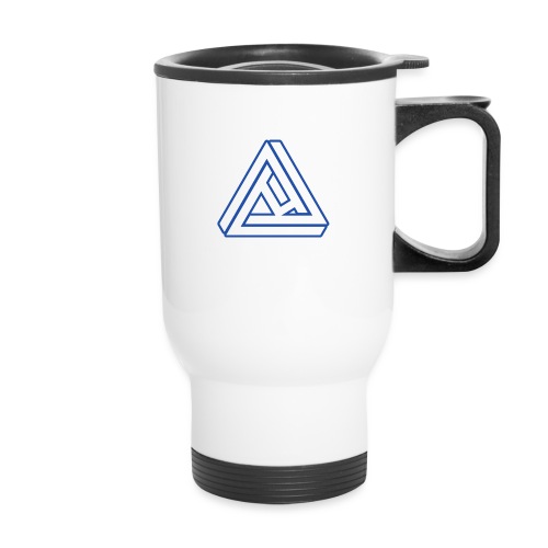 White/Blue Logo - 14 oz Travel Mug with Handle