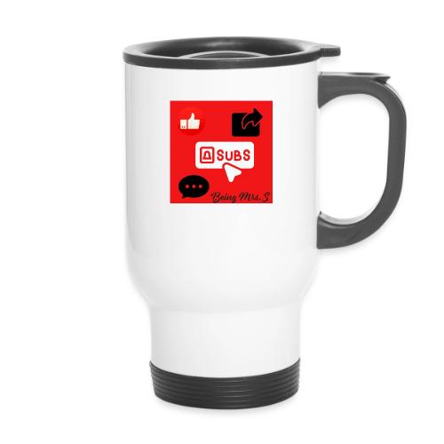 Like Share Subscribe Comment - 14 oz Travel Mug with Handle