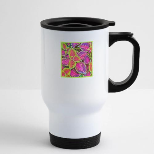 Vivid ChromaLeaf Harmony Pattern - 14 oz Travel Mug with Handle