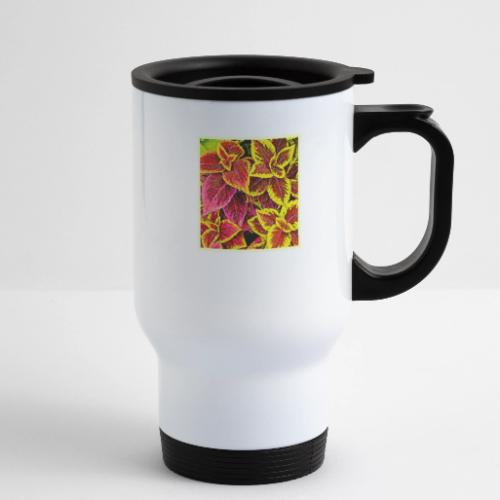 Coleus Leaf Burst Design - 14 oz Travel Mug with Handle