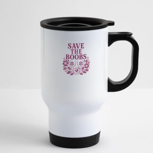 Save the boobs floral - 14 oz Travel Mug with Handle