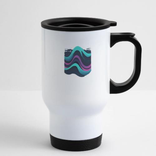 Abstract Wavy Ocean Pattern - 14 oz Travel Mug with Handle