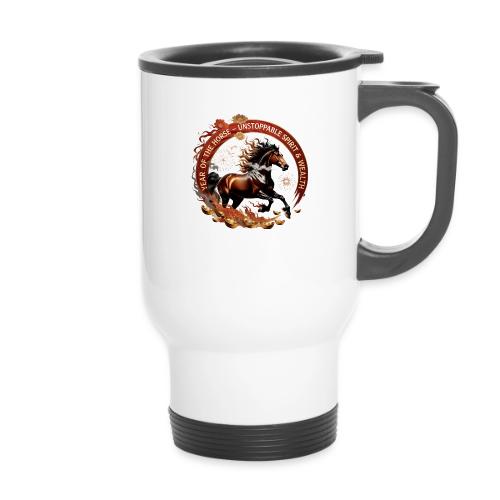 Year of the Horse Fiery Spirit T Shirt, Lunar New - 14 oz Travel Mug with Handle