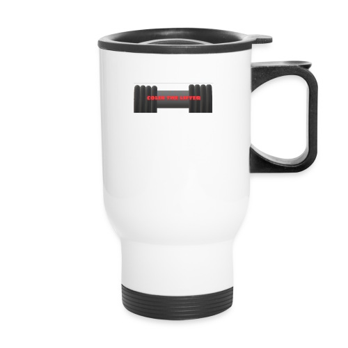 colin the lifter - 14 oz Travel Mug with Handle
