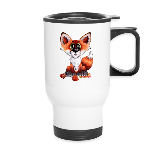 llwynogyn - a little red fox - 14 oz Travel Mug with Handle