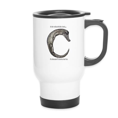 croc with text - 14 oz Travel Mug with Handle
