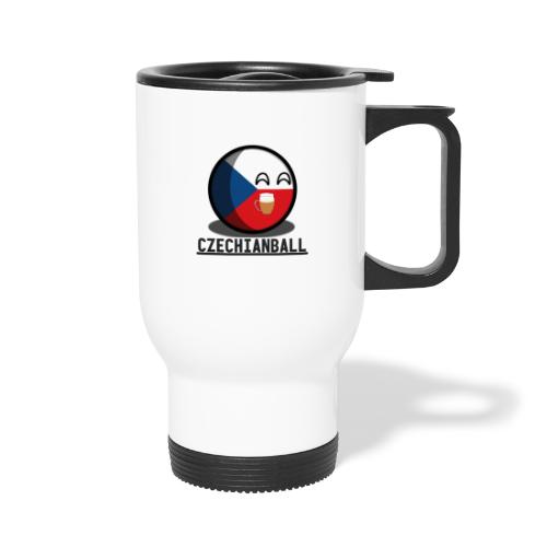 Czechianball holding a beer with text! - Travel Mug with Handle