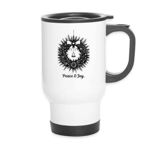 Peace & Joy T-Shirt | Minimalist Elegant Christmas - 14 oz Travel Mug with Handle