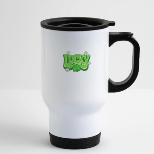 Lucky 70s Retro T-Shirt - 14 oz Travel Mug with Handle