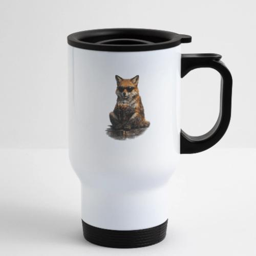 Cool Red Fox Wearing Sunglasses Drinking Coffee - 14 oz Travel Mug with Handle