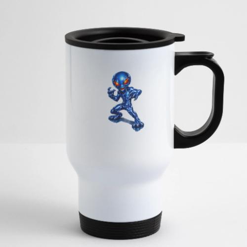 Angry Blue Alien - 14 oz Travel Mug with Handle