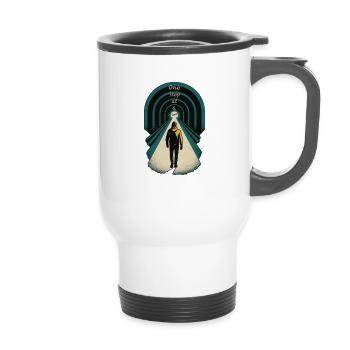 Slight Shift- One Step at a Time - 14 oz Travel Mug with Handle - white - Front