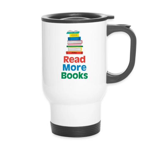 Read More Books Stacked - 14 oz Travel Mug with Handle