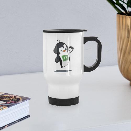 Manjaro Mascot wink hello left - Travel Mug with Handle
