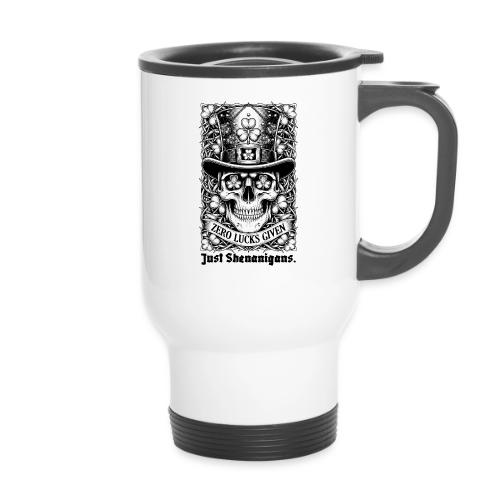 Salty Shamrock Skull T-Shirt - 14 oz Travel Mug with Handle