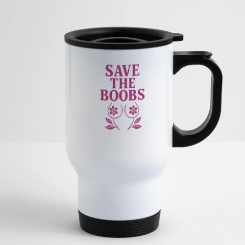 Save the boobs! - 14 oz Travel Mug with Handle