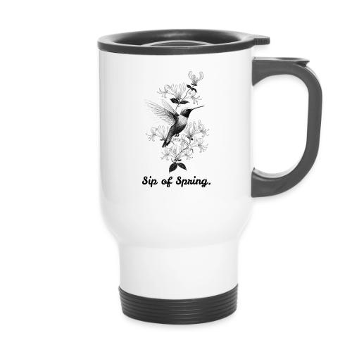 Hummingbird T-Shirt, Honeysuckle Vine - 14 oz Travel Mug with Handle