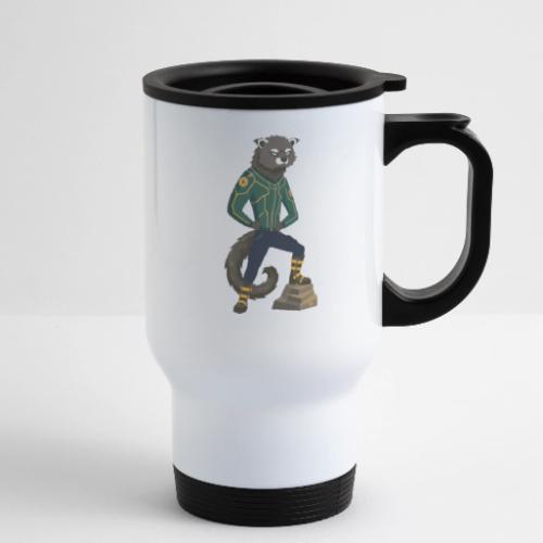 Raccoon Ranger in Neon Armor - 14 oz Travel Mug with Handle