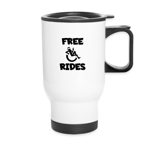 This wheelchair user gives free rides - Travel Mug with Handle
