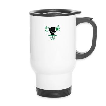 dollar design $ - 14 oz Travel Mug with Handle - white - Front