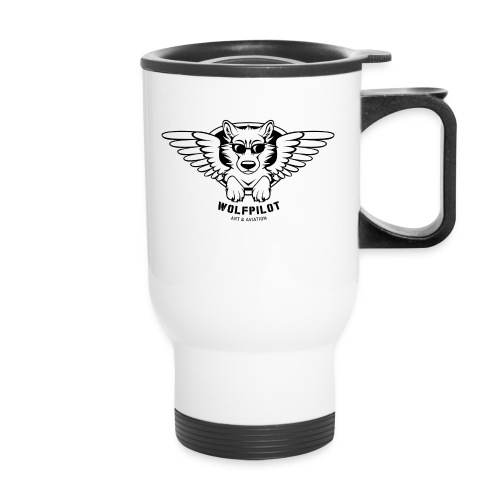 Wolfpilot Logo Black - 14 oz Travel Mug with Handle