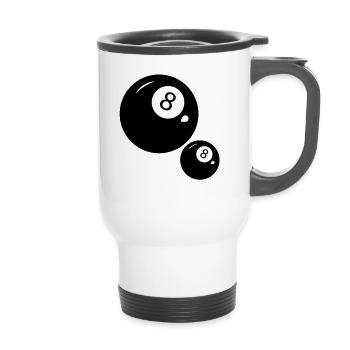 8 ball - 14 oz Travel Mug with Handle - white - Front