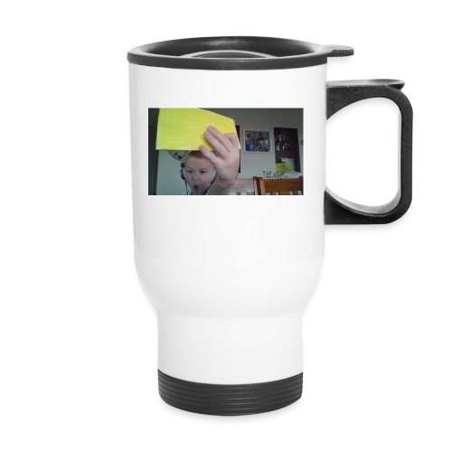 the paper golden shirt - 14 oz Travel Mug with Handle