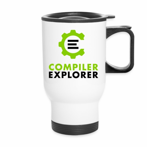 Logo and text - 14 oz Travel Mug with Handle