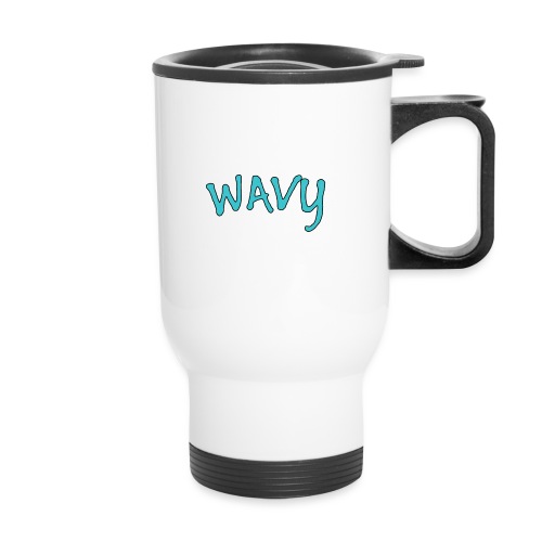 Wavy Blue - 14 oz Travel Mug with Handle